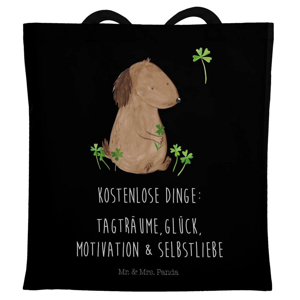 Tragetasche Hund Kleeblatt Beuteltasche, Beutel, Einkaufstasche, Jutebeutel, Stoffbeutel, Tasche, Shopper, Umhängetasche, Strandtasche, Schultertasche, Stofftasche, Tragetasche, Badetasche, Jutetasche, Einkaufstüte, Laptoptasche, Hund, Hundemotiv, Haustier, Hunderasse, Tierliebhaber, Hundebesitzer, Sprüche, Kleeblatt, Glück, Tagträume, Motivation, Neuanfang, Geschenk, Glücksbringer, Selbstliebe, Achtsamkeit