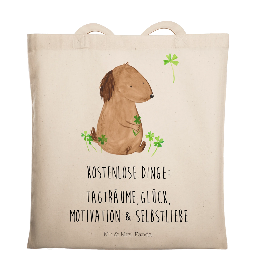 Tragetasche Hund Kleeblatt Beuteltasche, Beutel, Einkaufstasche, Jutebeutel, Stoffbeutel, Tasche, Shopper, Umhängetasche, Strandtasche, Schultertasche, Stofftasche, Tragetasche, Badetasche, Jutetasche, Einkaufstüte, Laptoptasche, Hund, Hundemotiv, Haustier, Hunderasse, Tierliebhaber, Hundebesitzer, Sprüche, Kleeblatt, Glück, Tagträume, Motivation, Neuanfang, Geschenk, Glücksbringer, Selbstliebe, Achtsamkeit