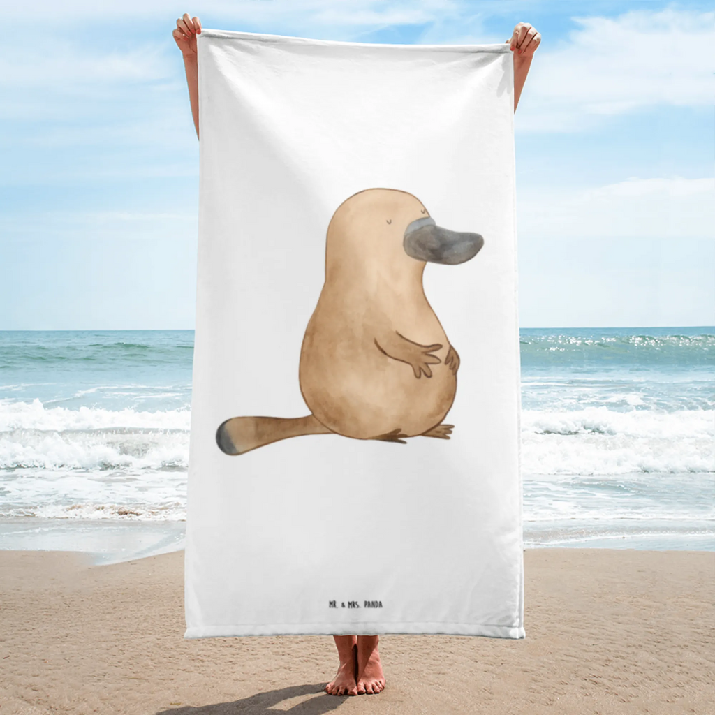 XL Badehandtuch Schnabeltier Mut Handtuch, Badetuch, Duschtuch, Strandtuch, Saunatuch, Meerestiere, Meer, Urlaub, Schnabeltier, Mut, mutig, Lebensweisheit, Schnabeltiere, Motivation, Training, Büro, Arbeit, Neuanfang, Neustart, Weltreise, Raodtrip