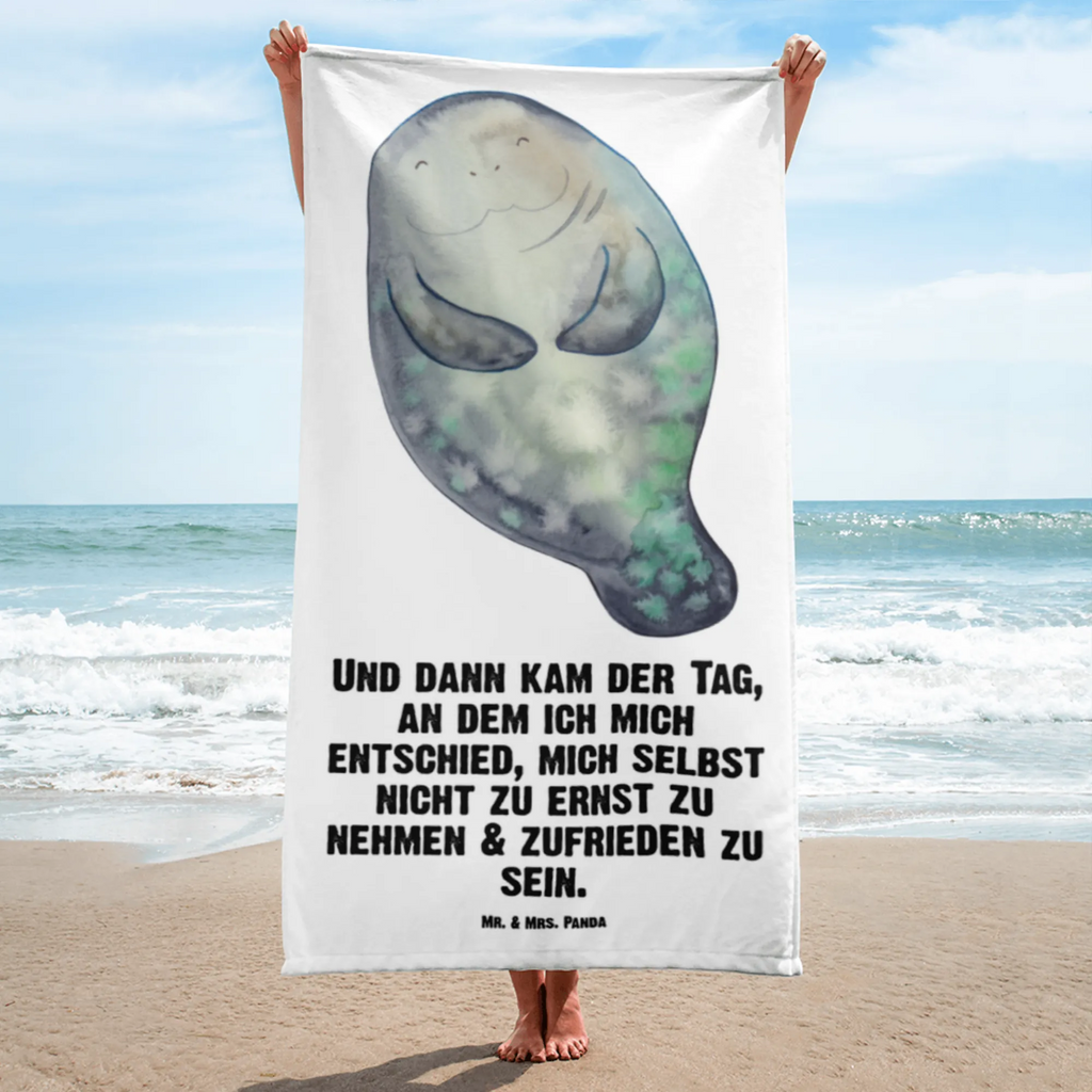 XL Badehandtuch Seekuh happy Handtuch, Badetuch, Duschtuch, Strandtuch, Saunatuch, Meerestiere, Meer, Urlaub, Seekuh, Seekühe, Selbstliebe, Respekt, Neuanfang, Neustart, Achtsamkeit, Zufrieden, Liebeskummer, Freundin