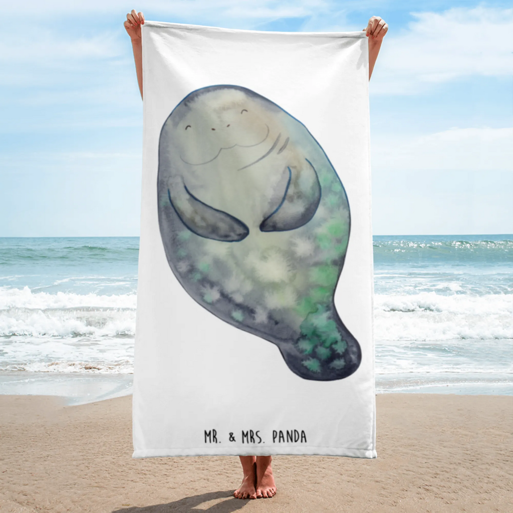 XL bath towel manatee happy Handtuch, Badetuch, Duschtuch, Strandtuch, Saunatuch, Meerestiere, Meer, Urlaub, Seekuh, Seekühe, Selbstliebe, Respekt, Neuanfang, Neustart, Achtsamkeit, Zufrieden, Liebeskummer, Freundin