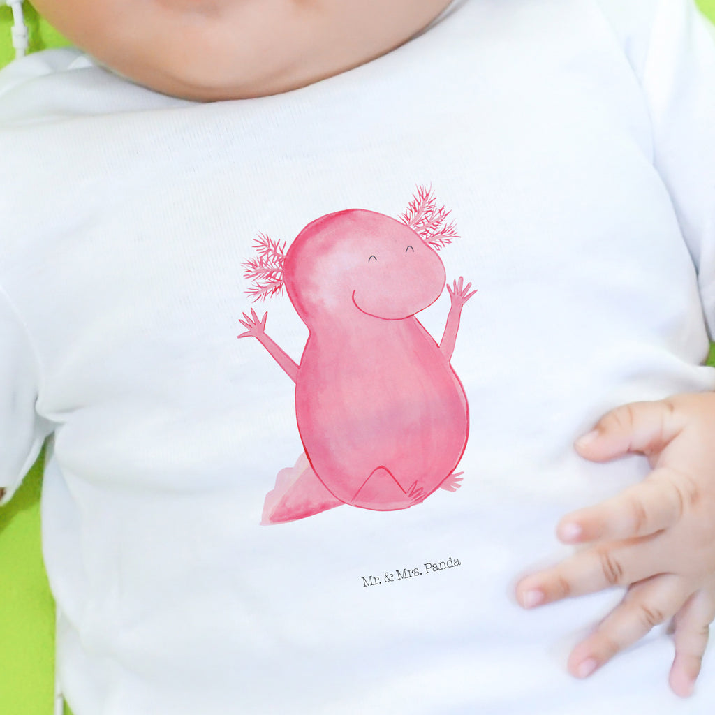 Organic Baby Shirt Axolotl Hurra Baby T-Shirt, Jungen Baby T-Shirt, Mädchen Baby T-Shirt, Shirt, Axolotl, Molch, Axolot, Schwanzlurch, Lurch, Lurche, fröhlich, Spaß, Freude, Motivation, Zufriedenheit