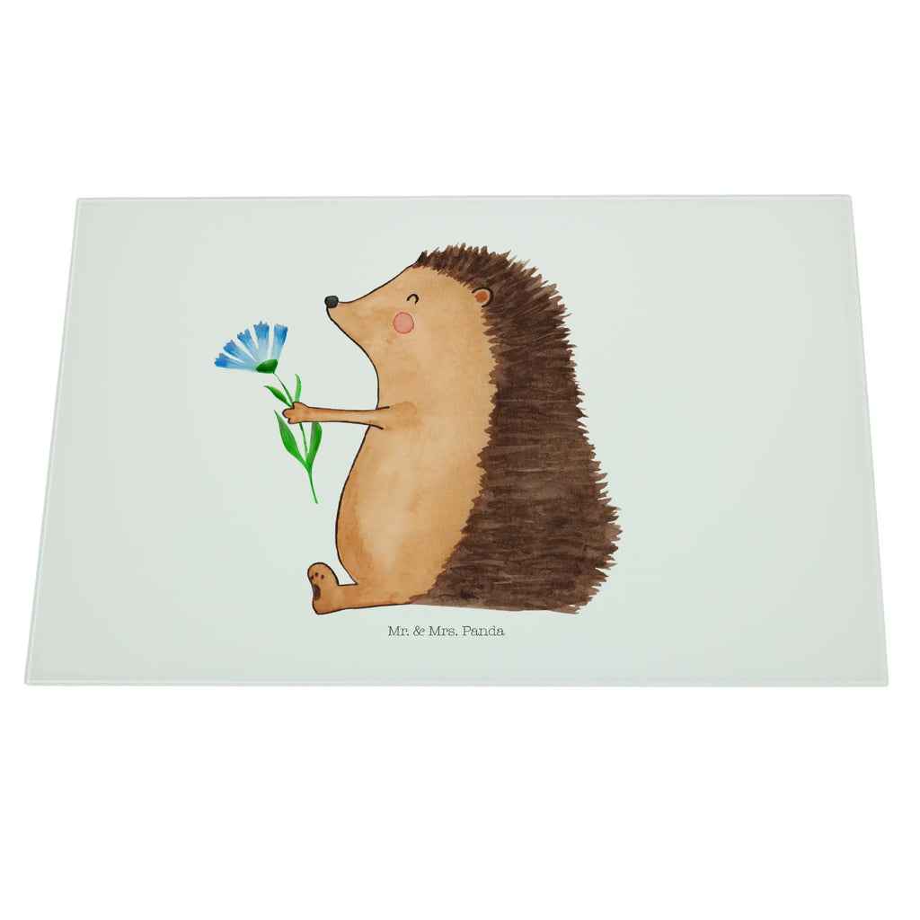 Glasschneidebrett Igel Blumen Glasschneidebrett, Schneidebrett, Tiermotive, Gute Laune, lustige Sprüche, Tiere, Igel, Gute Besserung, Genesungswünsche, Krankheit, Krankenhaus, krank, Besuch