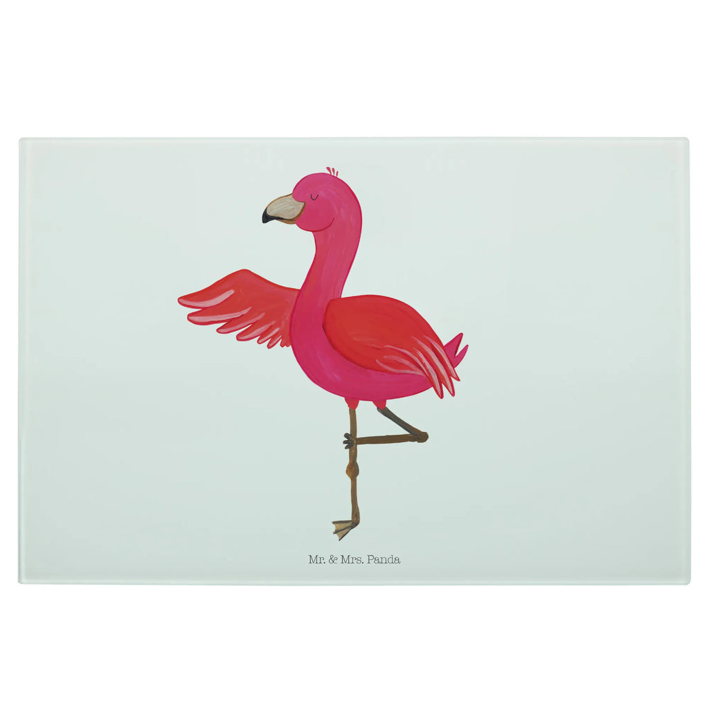 Glasschneidebrett Flamingo Yoga Glasschneidebrett, Schneidebrett, Flamingo, Vogel, Yoga, Namaste, Achtsamkeit, Yoga-Übung, Entspannung, Ärger, Aufregen, Tiefenentspannung