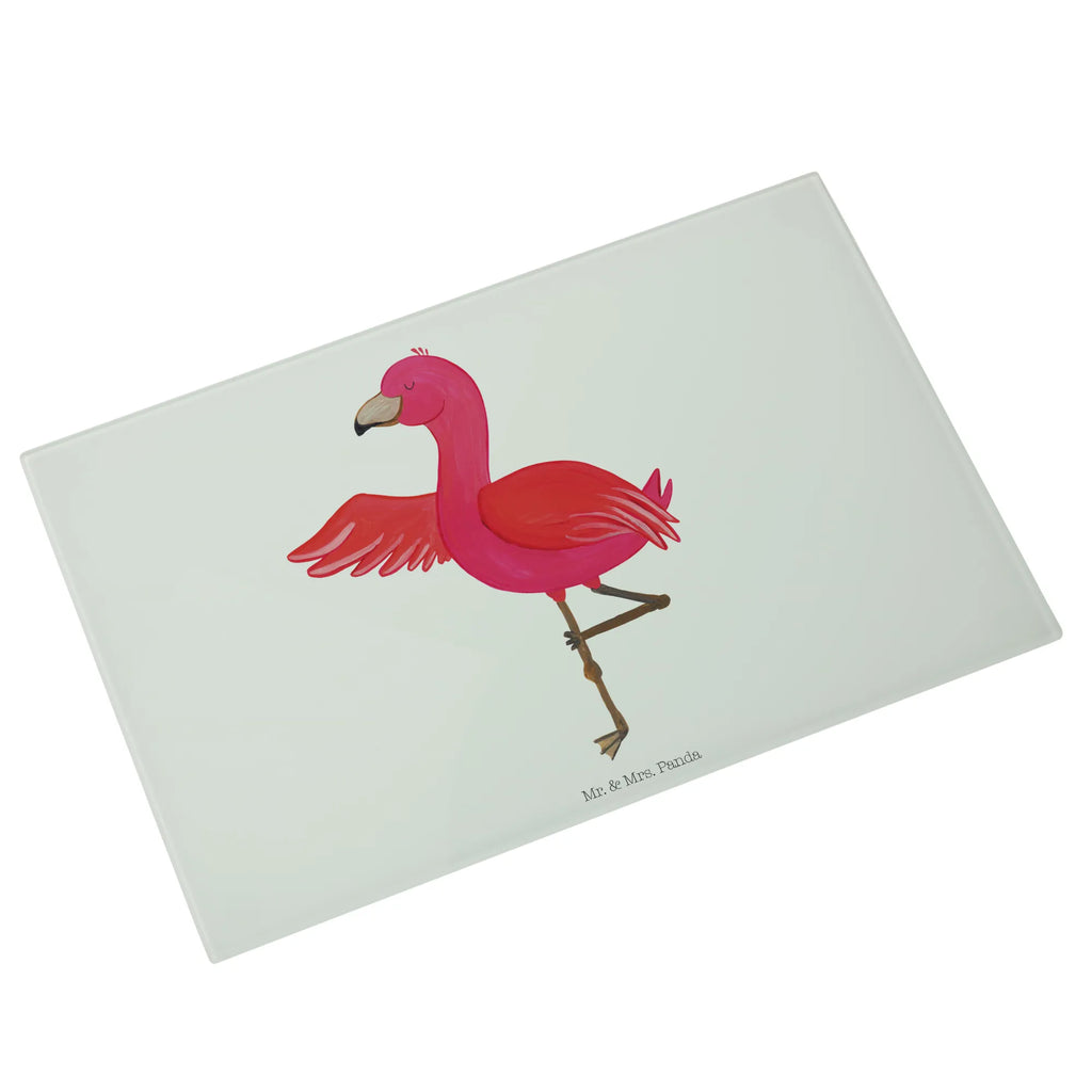 Glasschneidebrett Flamingo Yoga Glasschneidebrett, Schneidebrett, Flamingo, Vogel, Yoga, Namaste, Achtsamkeit, Yoga-Übung, Entspannung, Ärger, Aufregen, Tiefenentspannung