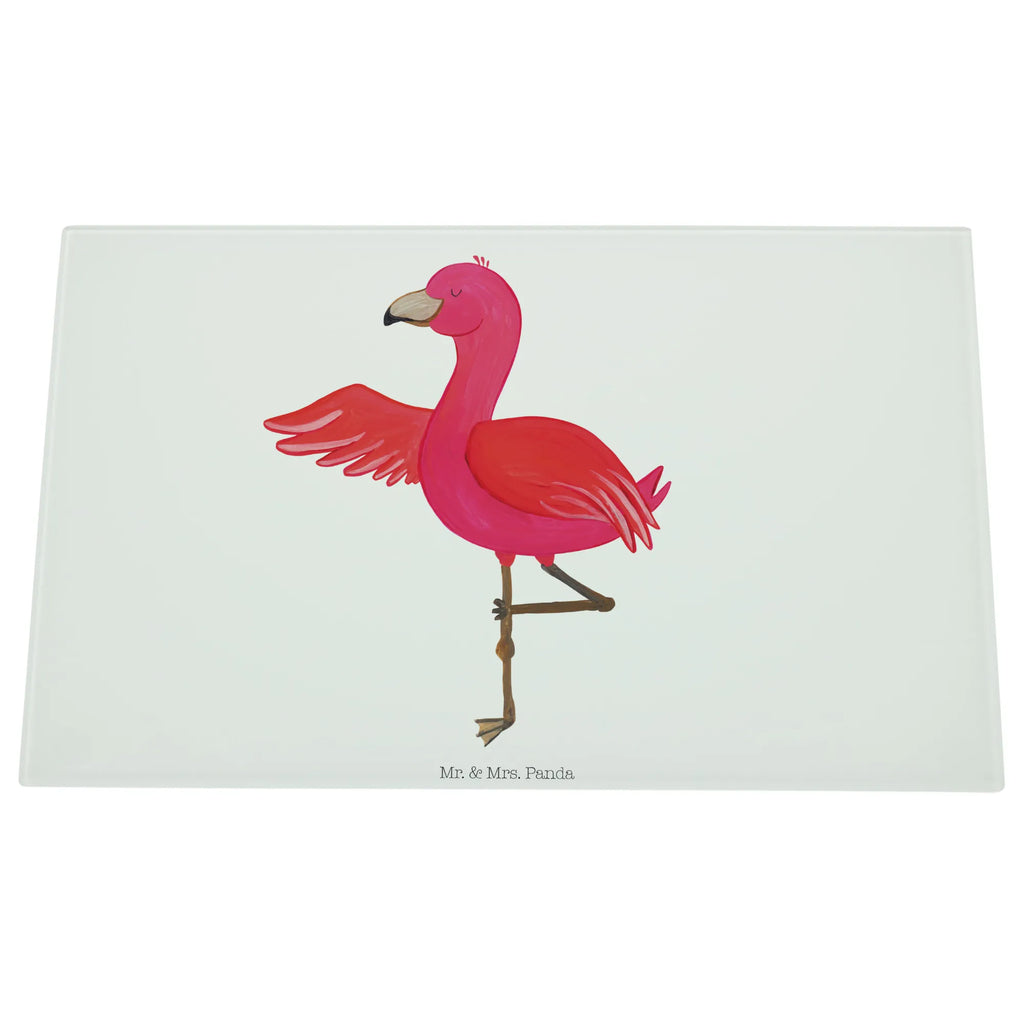 Glasschneidebrett Flamingo Yoga Glasschneidebrett, Schneidebrett, Flamingo, Vogel, Yoga, Namaste, Achtsamkeit, Yoga-Übung, Entspannung, Ärger, Aufregen, Tiefenentspannung