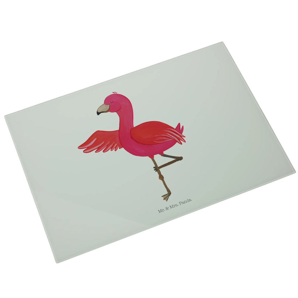 Glasschneidebrett Flamingo Yoga Glasschneidebrett, Schneidebrett, Flamingo, Vogel, Yoga, Namaste, Achtsamkeit, Yoga-Übung, Entspannung, Ärger, Aufregen, Tiefenentspannung