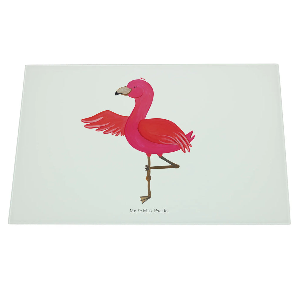 Glasschneidebrett Flamingo Yoga Glasschneidebrett, Schneidebrett, Flamingo, Vogel, Yoga, Namaste, Achtsamkeit, Yoga-Übung, Entspannung, Ärger, Aufregen, Tiefenentspannung