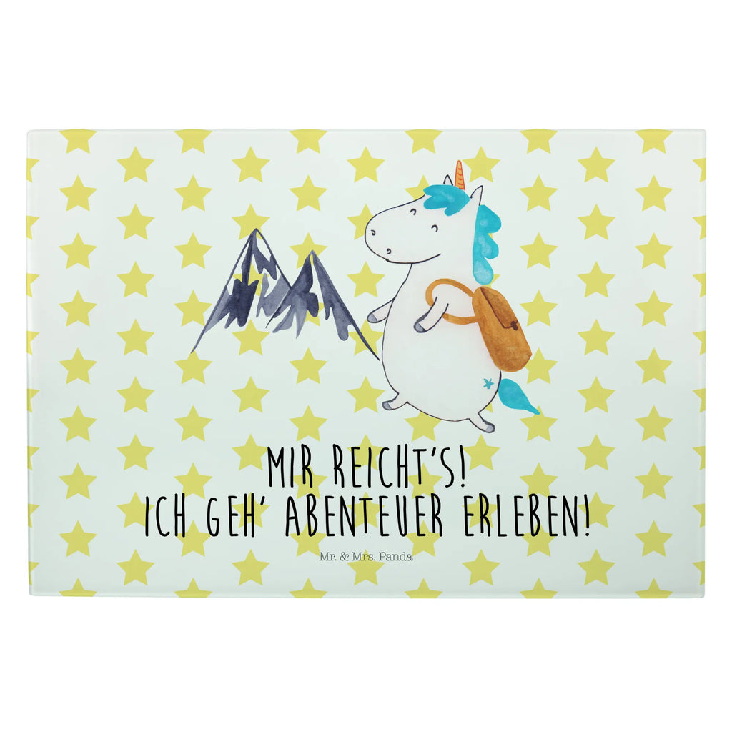 Glasschneidebrett Einhorn Bergsteiger Glasschneidebrett, Schneidebrett, Einhorn, Einhörner, Einhorn Deko, Pegasus, Unicorn, Bergsteiger, Abenteuer, Berge, Abenteurer, Weltenbummler, Weltreise, Reisen, Urlaub, Entdecker