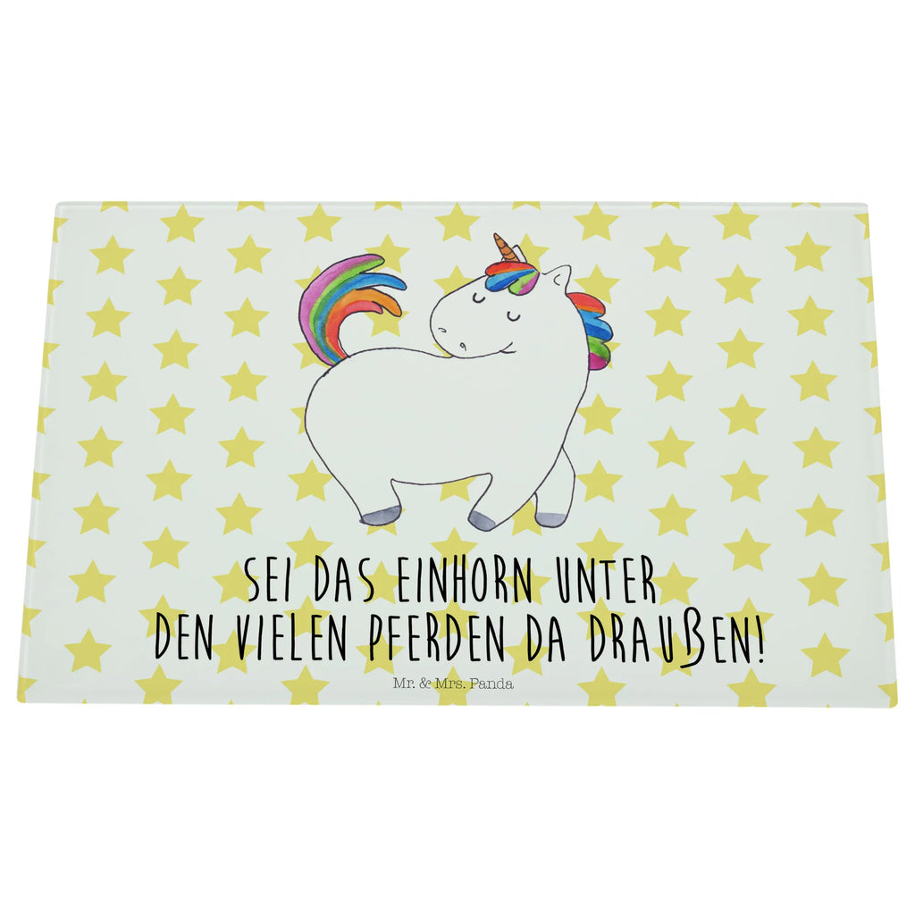 Glasschneidebrett Einhorn Stolzieren Glasschneidebrett, Schneidebrett, Einhorn, Einhörner, Einhorn Deko, Pegasus, Unicorn, stolz, anders, bunt, Pferd, Reiter, Reiten, Freundin, Geschenk