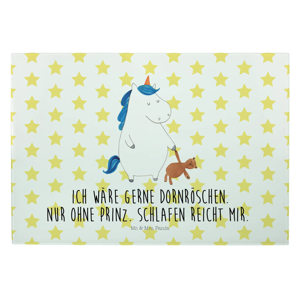 Glasschneidebrett Einhorn Teddy Glasschneidebrett, Schneidebrett, Einhorn, Einhörner, Einhorn Deko, Unicorn, schlafen, gute Nacht, Single, Bett, Träumen, Freundin, Singleleben