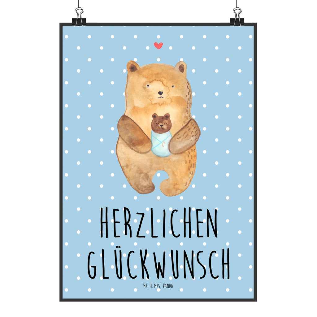 Poster Bär Baby Poster, Wandposter, Bild, Wanddeko, Küchenposter, Kinderposter, Wanddeko Bild, Raumdekoration, Wanddekoration, Handgemaltes Poster, Mr. & Mrs. Panda Poster, Designposter, Kunstdruck, Posterdruck, Bär, Teddy, Teddybär, Eltern, Mutter, Baby, Taufe, Geburt, Nichte, Neffe, Enkel, Enkelin, Täufling, Geburtstag, Glückwunsch