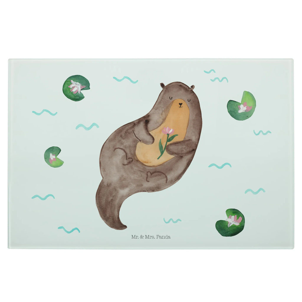 Glasschneidebrett Otter Seerose Glasschneidebrett, Schneidebrett, Otter, Fischotter, Seeotter, Otter Seeotter See Otter