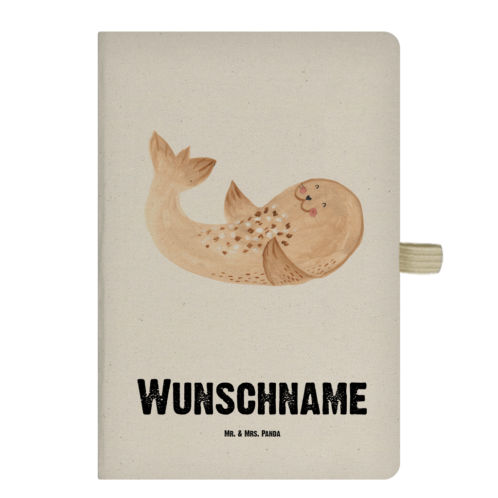 DIN A4 Personalisiertes Notizbuch Robbe liegend Personalisiertes Notizbuch, Notizbuch mit Namen, Notizbuch bedrucken, Personalisierung, Namensbuch, Namen, Tiermotive, Gute Laune, lustige Sprüche, Tiere, Robbe, Robben, Seehund, Strand, Meerestier, Ostsee, Nordsee, Lachen, Freude