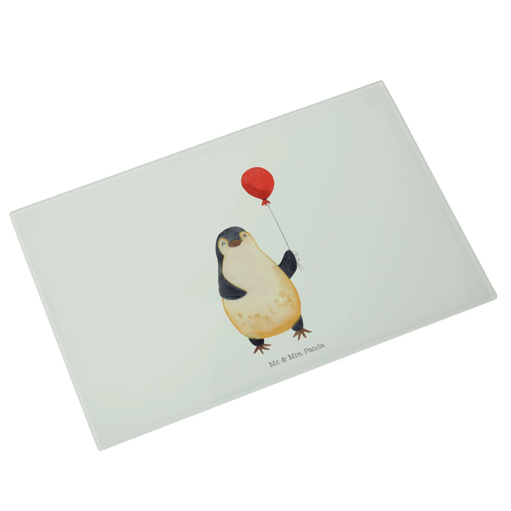 Glasschneidebrett Pinguin Luftballon Glasschneidebrett, Schneidebrett, Pinguin, Pinguine, Luftballon, Tagträume, Lebenslust, Geschenk Freundin, Geschenkidee, beste Freundin, Motivation, Neustart, neues Leben, Liebe, Glück