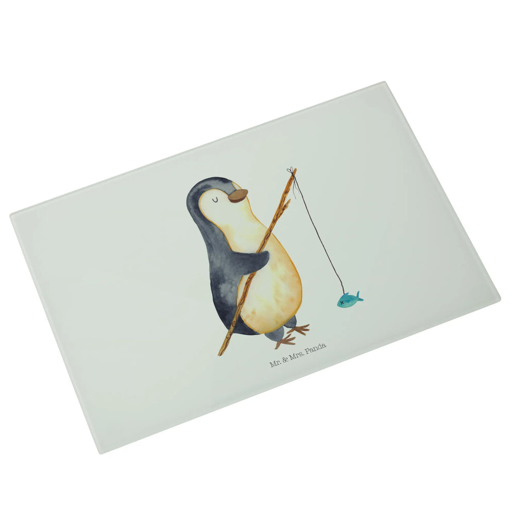 Glasschneidebrett Pinguin Angler Glasschneidebrett, Schneidebrett, Frühstücksbrett, Küche, Pinguin, Pinguine, Angeln, Angler, Tagträume, Hobby, Plan, Planer, Tagesplan, Neustart, Motivation, Geschenk, Freundinnen, Geschenkidee, Urlaub, Wochenende