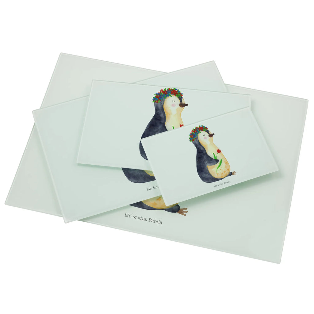 Glasschneidebrett Pinguin Blumen Glasschneidebrett, Schneidebrett, Pinguin, Pinguine, Blumenkranz, Universum, Leben, Wünsche, Ziele, Lebensziele, Motivation, Lebenslust, Liebeskummer, Geschenkidee