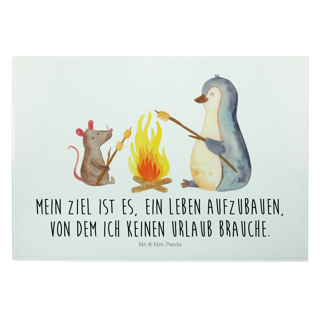 Glasschneidebrett Pinguin Lagerfeuer Glasschneidebrett, Schneidebrett, Pinguin, Maus, Pinguine, Lagerfeuer, Leben, Arbeit, Job, Motivation, Büro, Büroalltag, Lebensspruch, Lebensmotivation, Neustart, Liebe, grillen, Feuer, Marshmallows