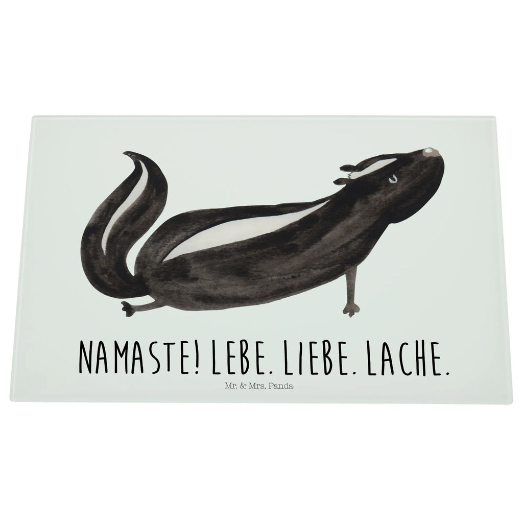 Glasschneidebrett Stinktier Yoga Glasschneidebrett, Schneidebrett, Stinktier, Skunk, Wildtier, Raubtier, Stinker, Stinki, Yoga, Namaste, Lebe, Liebe, Lache