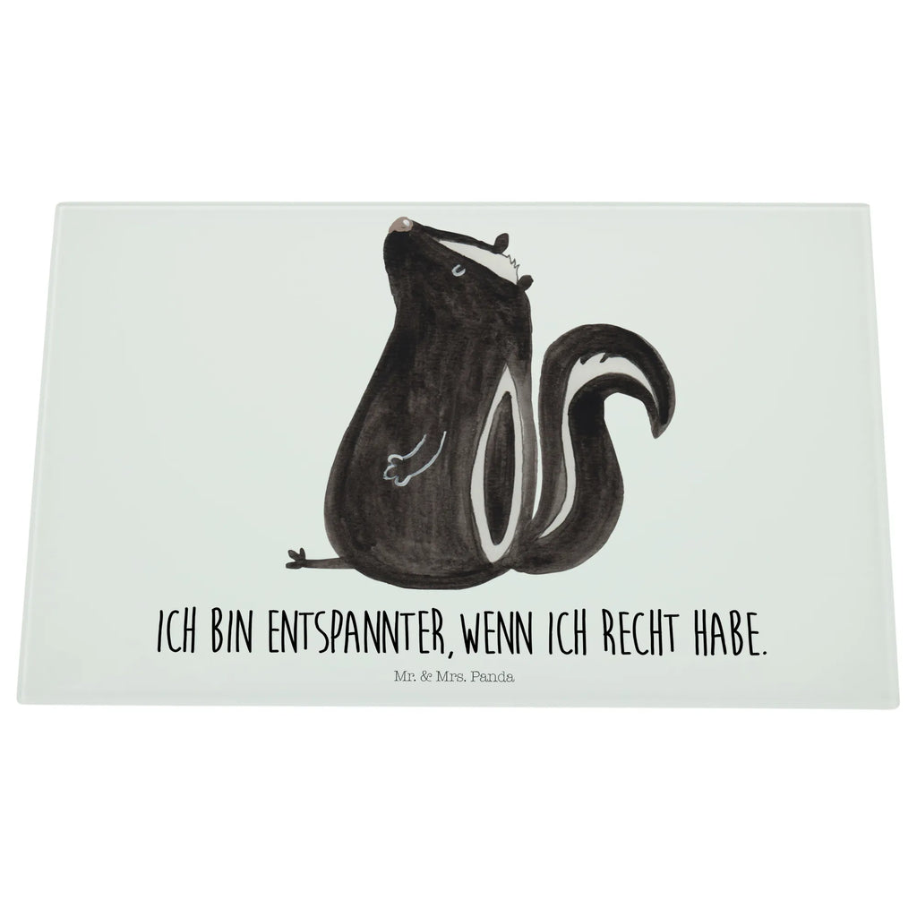 Glasschneidebrett Stinktier Sitzen Glasschneidebrett, Schneidebrett, Stinktier, Skunk, Wildtier, Raubtier, Stinker, Stinki, Spruch, Büro, Recht, Besserwisser