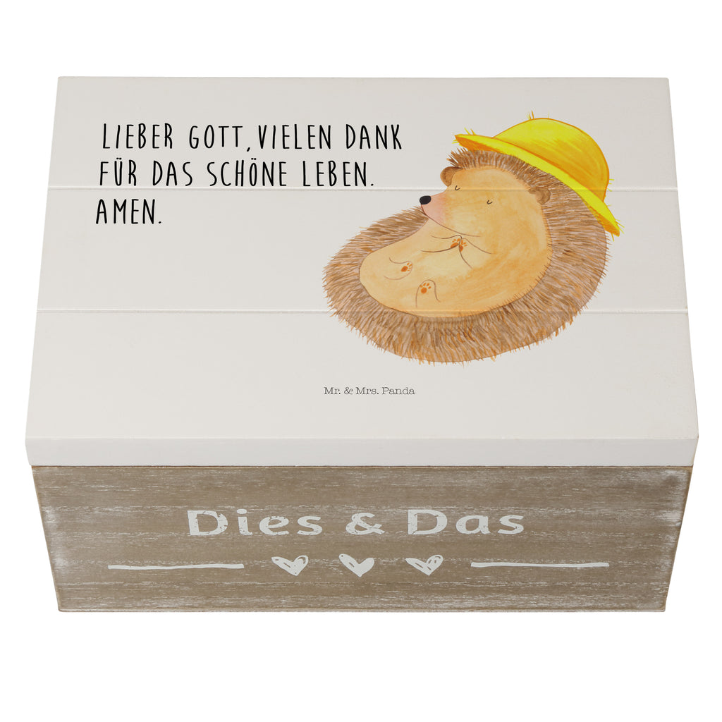 Holzkiste Igel betet Holzkiste, Kiste, Schatzkiste, Truhe, Schatulle, XXL, Erinnerungsbox, Erinnerungskiste, Dekokiste, Aufbewahrungsbox, Geschenkbox, Geschenkdose, Tiermotive, Gute Laune, lustige Sprüche, Tiere, Igel, Igel mit Hut, Sonnenhut, Gott, Amen, beten, Leben, Dankbarkeit, Dankbar sein, dankbar, genießen