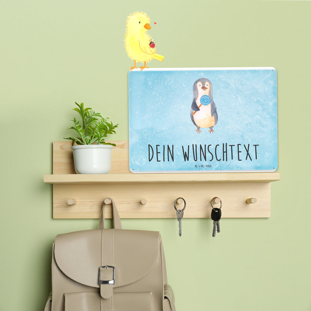 Personalisiertes Blechschild Pinguin Lolli Blechschild, Metallschild, Geschenk Schild, Schild, Magnet-Metall-Schild, Deko Schild, Wandschild, Wand-Dekoration, Türschild, Pinguin, Pinguine, Lolli, Süßigkeiten, Blödsinn, Spruch, Rebell, Gauner, Ganove, Rabauke