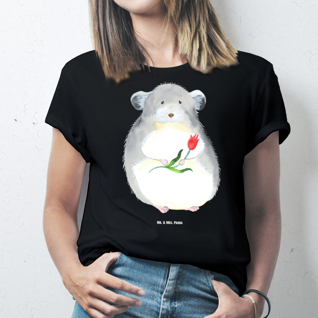 T-Shirt Standard Chinchilla Blume T-Shirt, Shirt, Tshirt, Lustiges T-Shirt, T-Shirt mit Spruch, Party, Junggesellenabschied, Jubiläum, Geburstag, Herrn, Damen, Männer, Frauen, Schlafshirt, Nachthemd, Sprüche, Tiermotive, Gute Laune, lustige Sprüche, Tiere, Chinchilla, Chinchillas, Liebeskummer, Kummer, Depressionen, traurig sein, Chaos, Glücklichsein, Büro, Büroalltag