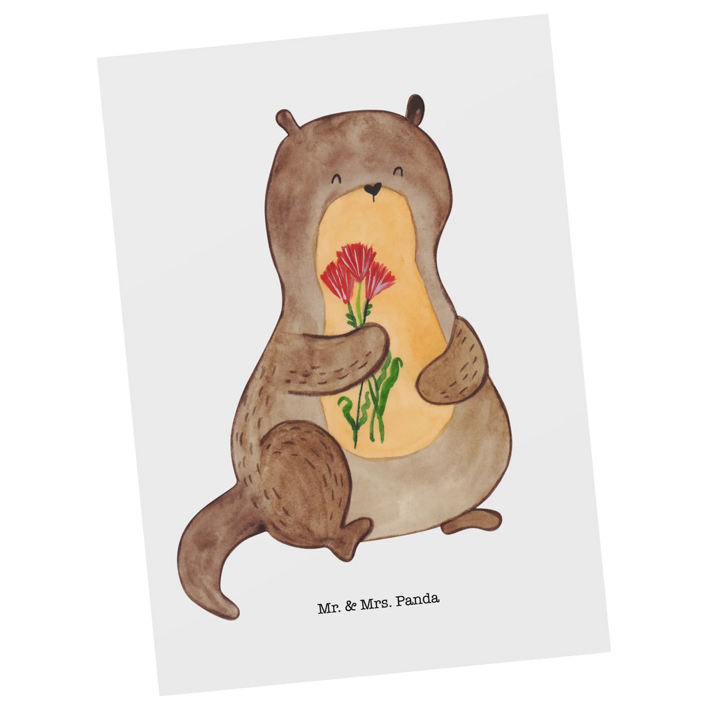 Postkarte Otter Blumenstrauß Postkarte, Karte, Geschenkkarte, Grußkarte, Einladung, Ansichtskarte, Geburtstagskarte, Einladungskarte, Dankeskarte, Ansichtskarten, Einladung Geburtstag, Einladungskarten Geburtstag, Otter, Fischotter, Seeotter, Otter Seeotter See Otter