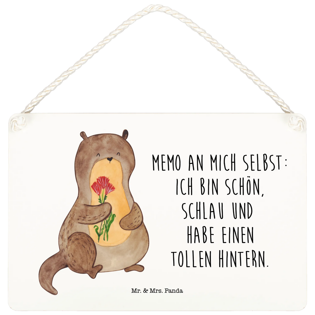 Deko Schild Otter Blumenstrauß Dekoschild, Deko Schild, Schild, Tür Schild, Türschild, Holzschild, Wandschild, Wanddeko, Otter, Fischotter, Seeotter, Otter Seeotter See Otter