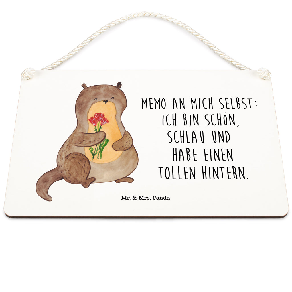 Deko Schild Otter Blumenstrauß Dekoschild, Deko Schild, Schild, Tür Schild, Türschild, Holzschild, Wandschild, Wanddeko, Otter, Fischotter, Seeotter, Otter Seeotter See Otter