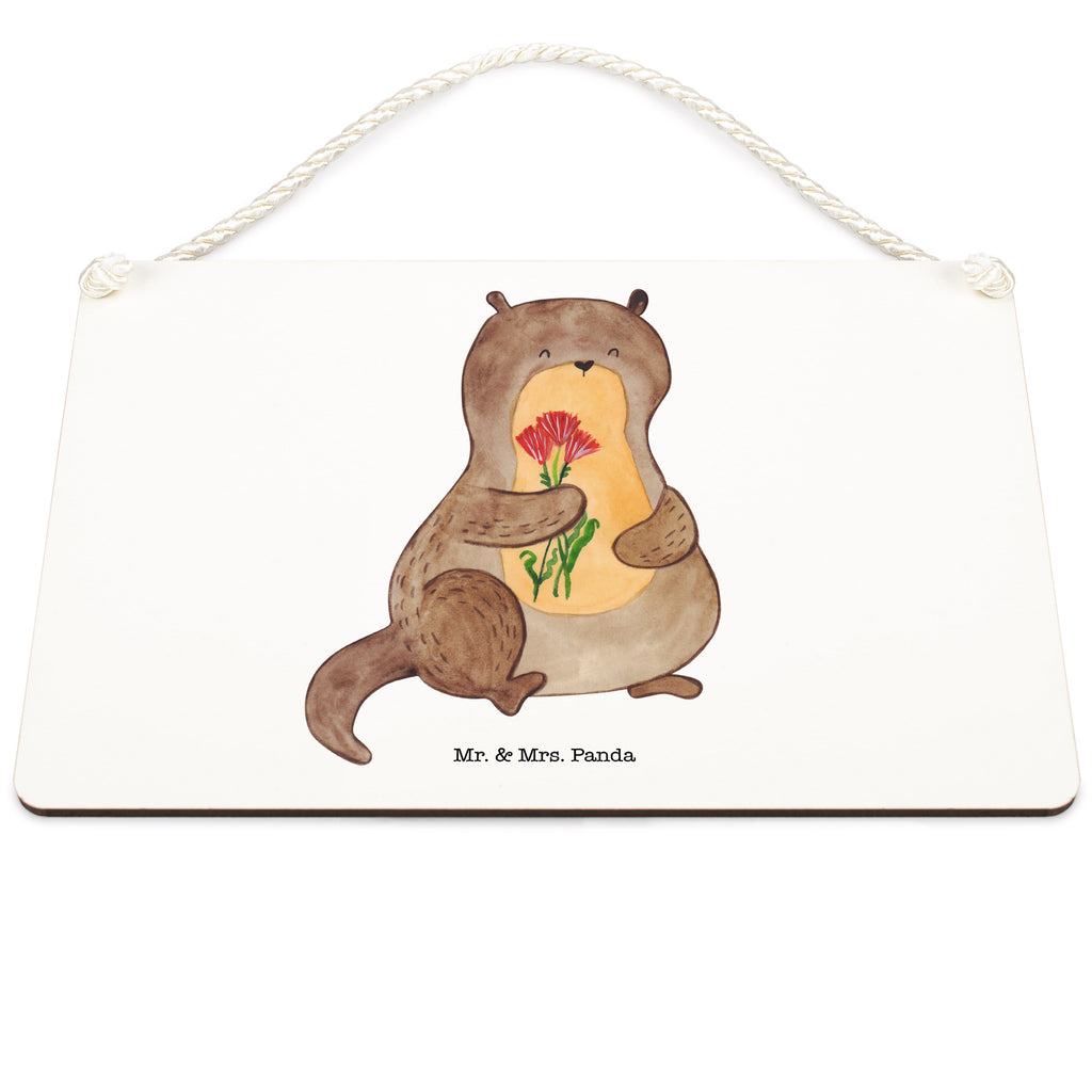 Deko Schild Otter Blumenstrauß Dekoschild, Deko Schild, Schild, Tür Schild, Türschild, Holzschild, Wandschild, Wanddeko, Otter, Fischotter, Seeotter, Otter Seeotter See Otter