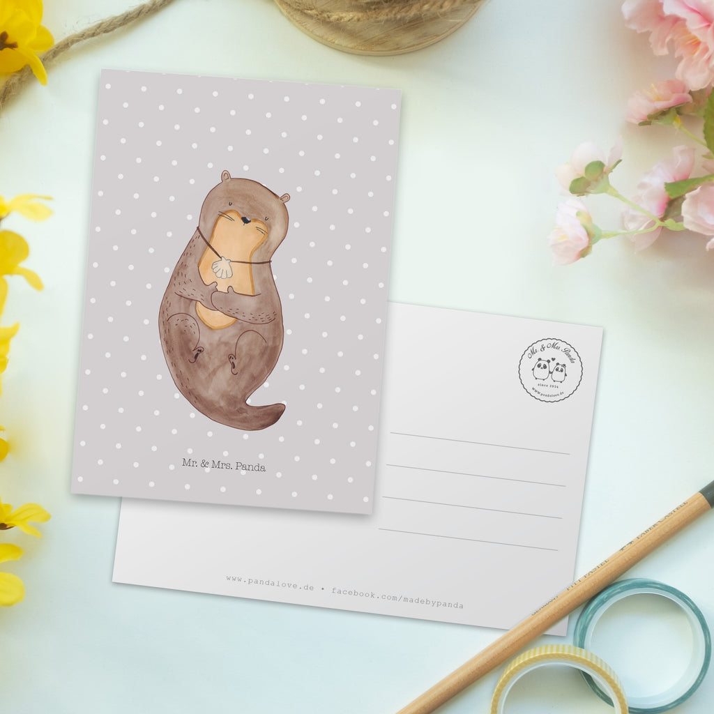 Postkarte Otter Muschel Postkarte, Karte, Geschenkkarte, Grußkarte, Einladung, Ansichtskarte, Geburtstagskarte, Einladungskarte, Dankeskarte, Ansichtskarten, Einladung Geburtstag, Einladungskarten Geburtstag, Otter, Fischotter, Seeotter, Otterliebe, grübeln, träumen, Motivation, Tagträumen, Büro