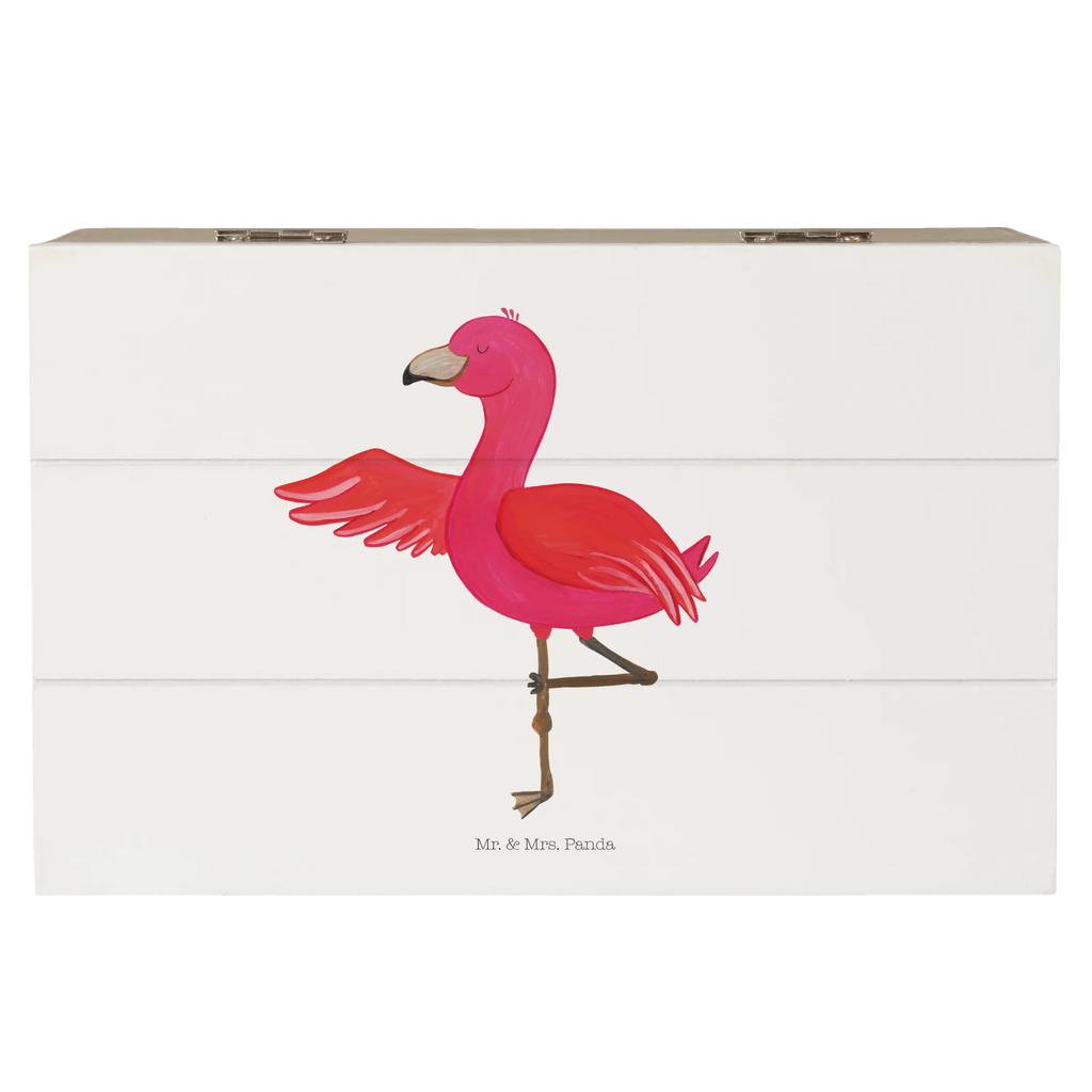 Holzkiste Flamingo Yoga Holzkiste, Kiste, Schatzkiste, Truhe, Schatulle, XXL, Erinnerungsbox, Erinnerungskiste, Dekokiste, Aufbewahrungsbox, Geschenkbox, Geschenkdose, Flamingo, Vogel, Yoga, Namaste, Achtsamkeit, Yoga-Übung, Entspannung, Ärger, Aufregen, Tiefenentspannung