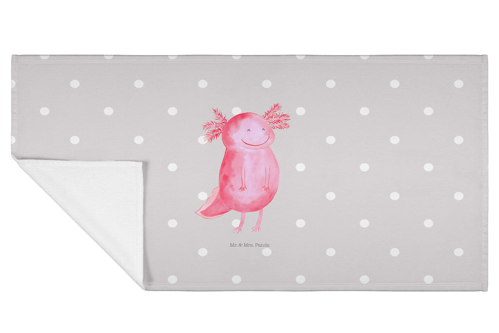 Handtuch Axolotl Glücklich Gästetuch, Reisehandtuch, Sport Handtuch, Frottier, Kinder Handtuch, Axolotl, Molch, Axolot, Schwanzlurch, Lurch, Lurche, Motivation, gute Laune