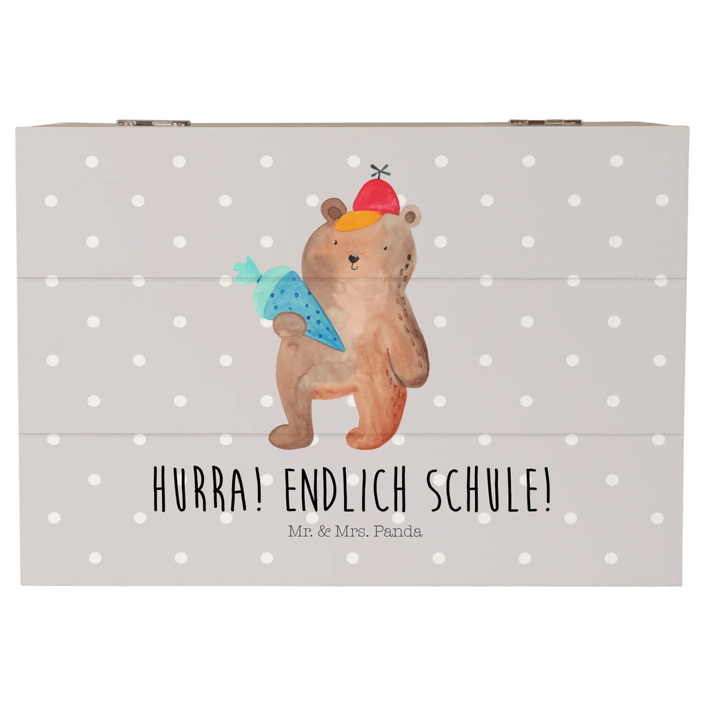 Holzkiste Bär mit Schultüte Holzkiste, Kiste, Schatzkiste, Truhe, Schatulle, XXL, Erinnerungsbox, Erinnerungskiste, Dekokiste, Aufbewahrungsbox, Geschenkbox, Geschenkdose, Bär, Teddy, Teddybär, Bär Motiv, Schultüte, Erster Schultag Geschenk, Einschulung Geschenk, Schule Geschenk, Grundschule, Schulanfang, Schulbeginn