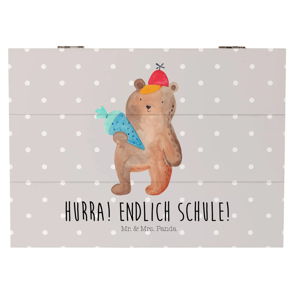 Holzkiste Bär mit Schultüte Holzkiste, Kiste, Schatzkiste, Truhe, Schatulle, XXL, Erinnerungsbox, Erinnerungskiste, Dekokiste, Aufbewahrungsbox, Geschenkbox, Geschenkdose, Bär, Teddy, Teddybär, Bär Motiv, Schultüte, Erster Schultag Geschenk, Einschulung Geschenk, Schule Geschenk, Grundschule, Schulanfang, Schulbeginn