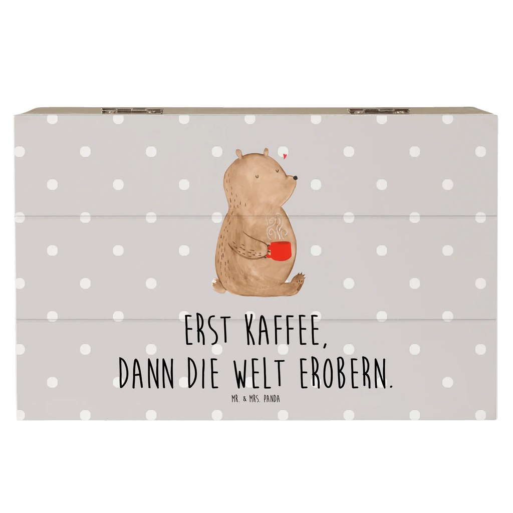 Holzkiste Bär Kaffee Holzkiste, Kiste, Schatzkiste, Truhe, Schatulle, XXL, Erinnerungsbox, Erinnerungskiste, Dekokiste, Aufbewahrungsbox, Geschenkbox, Geschenkdose, Bär, Teddy, Teddybär, Kaffee, Coffee, Bären, guten Morgen, Morgenroutine, Welt erobern, Welt retten, Motivation