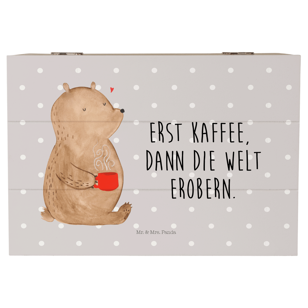 Holzkiste Bär Kaffee Holzkiste, Kiste, Schatzkiste, Truhe, Schatulle, XXL, Erinnerungsbox, Erinnerungskiste, Dekokiste, Aufbewahrungsbox, Geschenkbox, Geschenkdose, Bär, Teddy, Teddybär, Kaffee, Coffee, Bären, guten Morgen, Morgenroutine, Welt erobern, Welt retten, Motivation