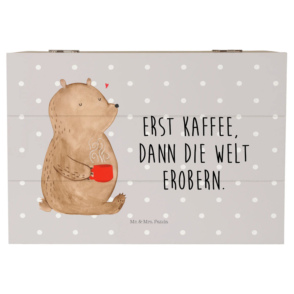 Holzkiste Bär Kaffee Holzkiste, Kiste, Schatzkiste, Truhe, Schatulle, XXL, Erinnerungsbox, Erinnerungskiste, Dekokiste, Aufbewahrungsbox, Geschenkbox, Geschenkdose, Bär, Teddy, Teddybär, Kaffee, Coffee, Bären, guten Morgen, Morgenroutine, Welt erobern, Welt retten, Motivation