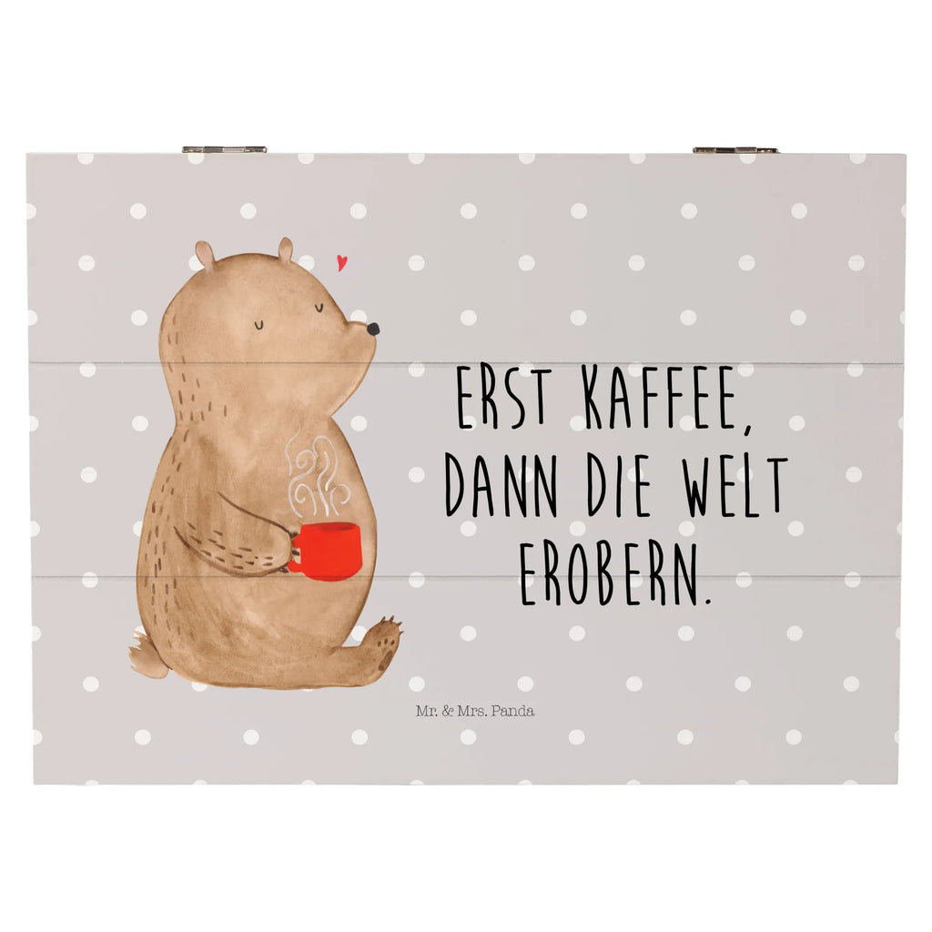 Holzkiste Bär Kaffee Holzkiste, Kiste, Schatzkiste, Truhe, Schatulle, XXL, Erinnerungsbox, Erinnerungskiste, Dekokiste, Aufbewahrungsbox, Geschenkbox, Geschenkdose, Bär, Teddy, Teddybär, Kaffee, Coffee, Bären, guten Morgen, Morgenroutine, Welt erobern, Welt retten, Motivation