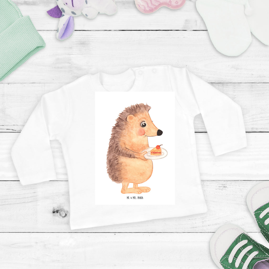 Baby Longsleeve Igel mit Kuchenstück Mädchen, Jungen, Baby, Langarm, Bio, Kleidung, Tiermotive, Gute Laune, lustige Sprüche, Tiere, Igel, Essen Spruch, Kuchen, Backen Geschenk, Kuchen backen, Einladung Party, Geburtstagskuchen, Torte