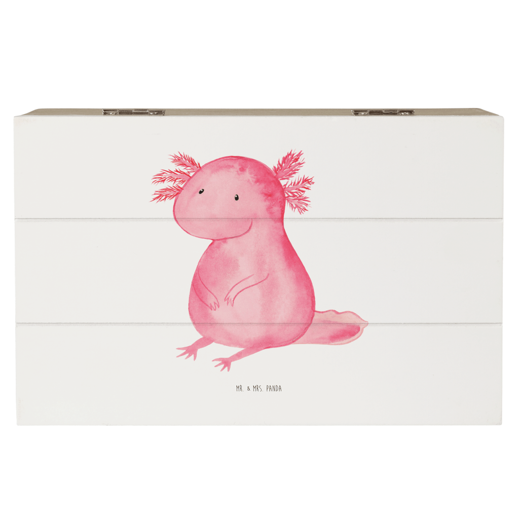 Holzkiste Axolotl null Holzkiste, Kiste, Schatzkiste, Truhe, Schatulle, XXL, Erinnerungsbox, Erinnerungskiste, Dekokiste, Aufbewahrungsbox, Geschenkbox, Geschenkdose, Axolotl, Molch, Axolot, vergnügt, fröhlich, zufrieden, Lebensstil, Weisheit, Lebensweisheit, Liebe, Freundin