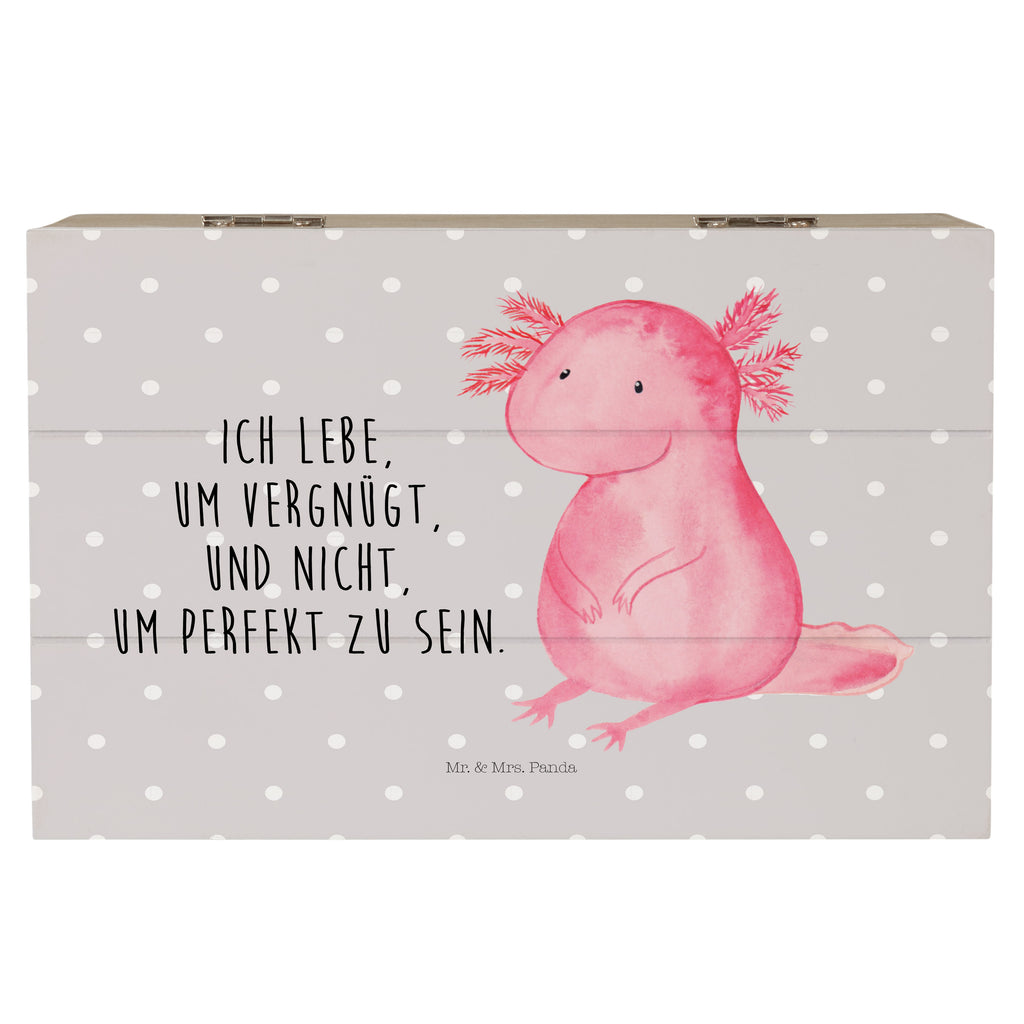 Holzkiste Axolotl null Holzkiste, Kiste, Schatzkiste, Truhe, Schatulle, XXL, Erinnerungsbox, Erinnerungskiste, Dekokiste, Aufbewahrungsbox, Geschenkbox, Geschenkdose, Axolotl, Molch, Axolot, vergnügt, fröhlich, zufrieden, Lebensstil, Weisheit, Lebensweisheit, Liebe, Freundin