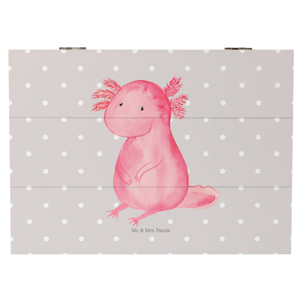 Holzkiste Axolotl null Holzkiste, Kiste, Schatzkiste, Truhe, Schatulle, XXL, Erinnerungsbox, Erinnerungskiste, Dekokiste, Aufbewahrungsbox, Geschenkbox, Geschenkdose, Axolotl, Molch, Axolot, vergnügt, fröhlich, zufrieden, Lebensstil, Weisheit, Lebensweisheit, Liebe, Freundin