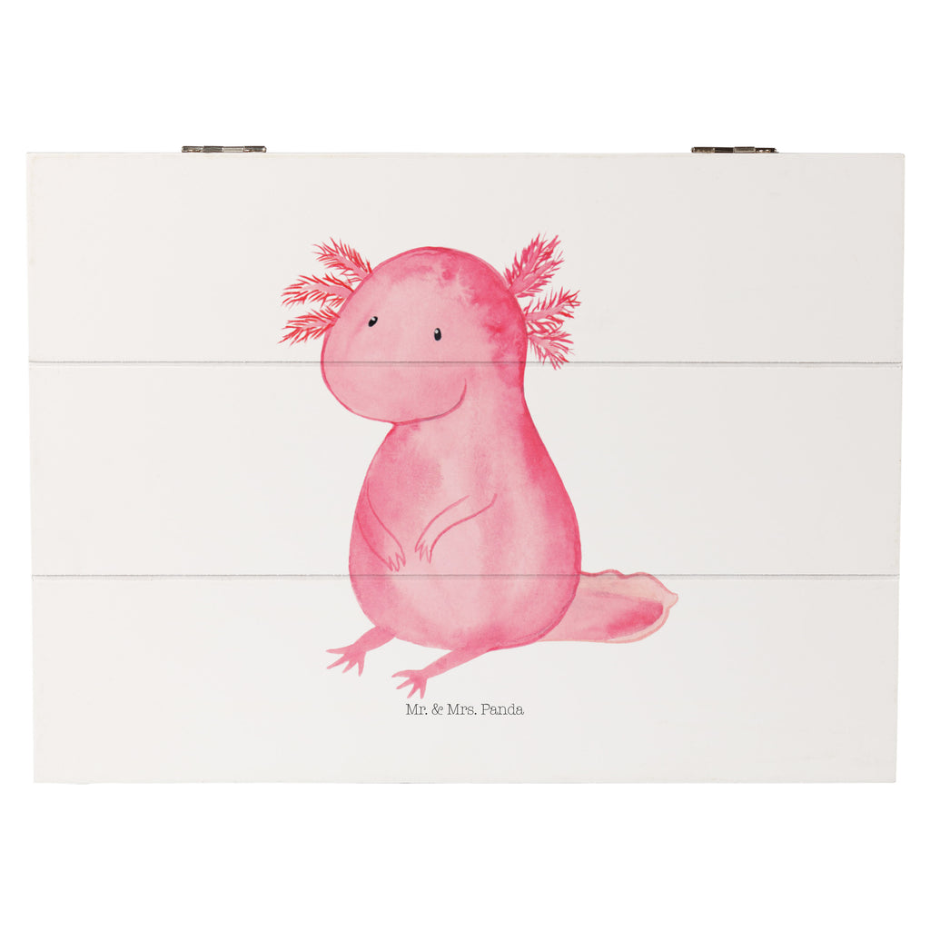 Holzkiste Axolotl null Holzkiste, Kiste, Schatzkiste, Truhe, Schatulle, XXL, Erinnerungsbox, Erinnerungskiste, Dekokiste, Aufbewahrungsbox, Geschenkbox, Geschenkdose, Axolotl, Molch, Axolot, vergnügt, fröhlich, zufrieden, Lebensstil, Weisheit, Lebensweisheit, Liebe, Freundin