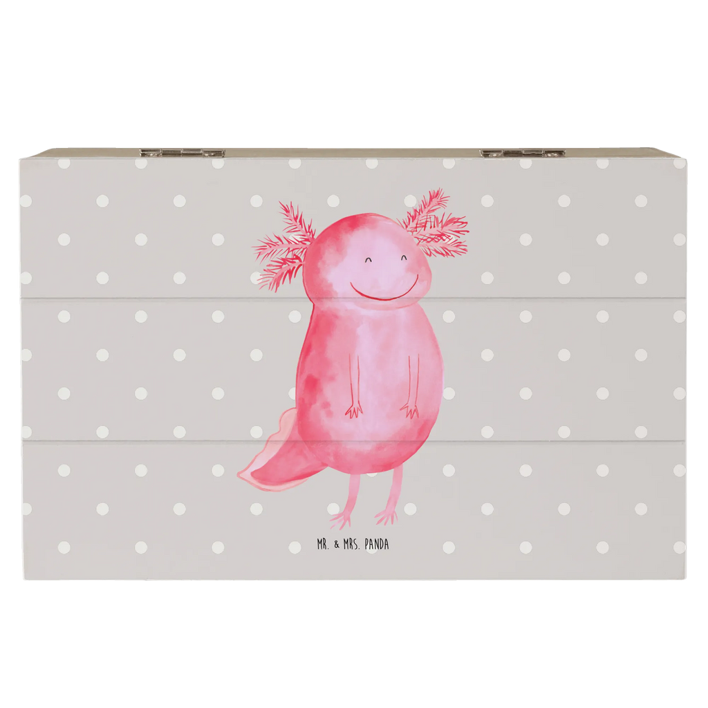 Holzkiste Axolotl Glücklich Holzkiste, Kiste, Schatzkiste, Truhe, Schatulle, XXL, Erinnerungsbox, Erinnerungskiste, Dekokiste, Aufbewahrungsbox, Geschenkbox, Geschenkdose, Axolotl, Molch, Axolot, Schwanzlurch, Lurch, Lurche, Motivation, gute Laune