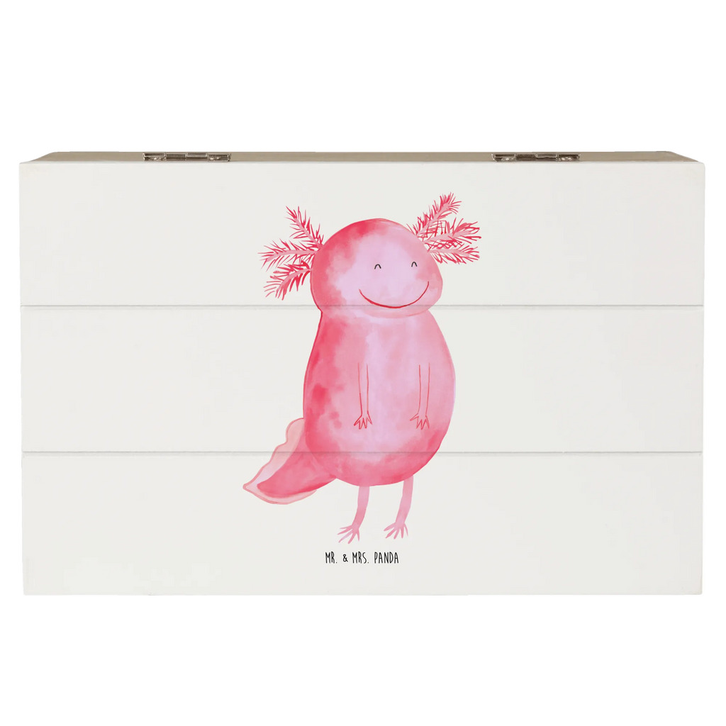 Holzkiste Axolotl Glücklich Holzkiste, Kiste, Schatzkiste, Truhe, Schatulle, XXL, Erinnerungsbox, Erinnerungskiste, Dekokiste, Aufbewahrungsbox, Geschenkbox, Geschenkdose, Axolotl, Molch, Axolot, Schwanzlurch, Lurch, Lurche, Motivation, gute Laune