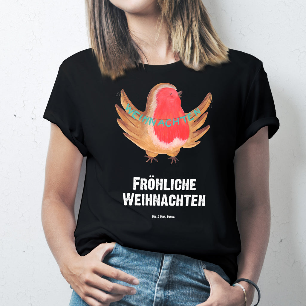 T-Shirt Standard Rotkehlchen Weihnachten T-Shirt, Shirt, Tshirt, Lustiges T-Shirt, T-Shirt mit Spruch, Party, Junggesellenabschied, Jubiläum, Geburstag, Herrn, Damen, Männer, Frauen, Schlafshirt, Nachthemd, Sprüche, Winter, Weihnachten, Weihnachtsdeko, Nikolaus, Advent, Heiligabend, Wintermotiv, Frohe Weihnachten, Weihnachtsmotiv, Weihnachtsgruß, Vogel, xmas