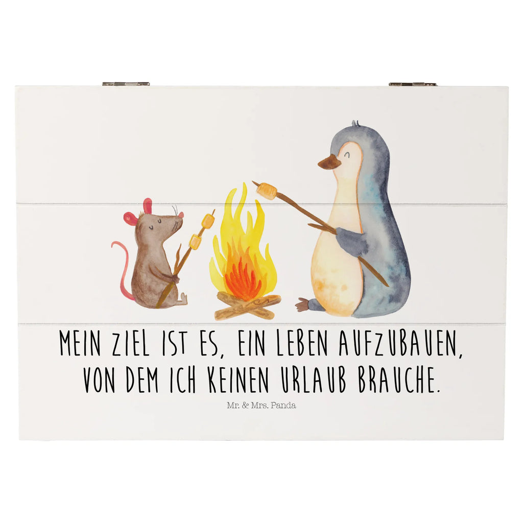 Holzkiste Pinguin Lagerfeuer Holzkiste, Kiste, Schatzkiste, Truhe, Schatulle, XXL, Erinnerungsbox, Erinnerungskiste, Dekokiste, Aufbewahrungsbox, Geschenkbox, Geschenkdose, Pinguin, Maus, Pinguine, Lagerfeuer, Leben, Arbeit, Job, Motivation, Büro, Büroalltag, Lebensspruch, Lebensmotivation, Neustart, Liebe, grillen, Feuer, Marshmallows