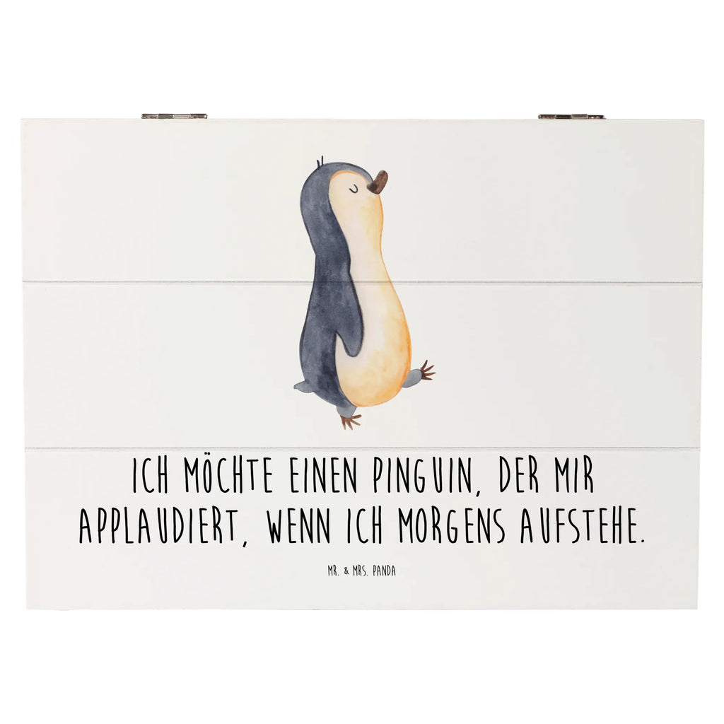 Holzkiste Pinguin marschieren Holzkiste, Kiste, Schatzkiste, Truhe, Schatulle, XXL, Erinnerungsbox, Erinnerungskiste, Dekokiste, Aufbewahrungsbox, Geschenkbox, Geschenkdose, Pinguin, Pinguine, Frühaufsteher, Langschläfer, Bruder, Schwester, Familie